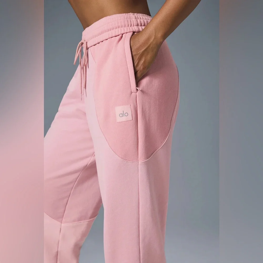 ALO Yoga Make Waves Sweatpants XS Sunset Pink Tonal Joggers Loungewear Cozy
